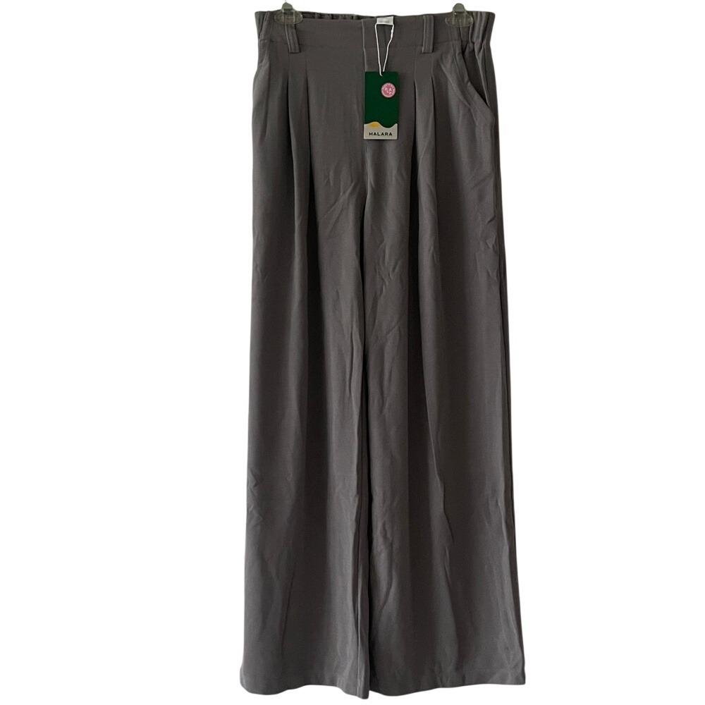 HALARA Gray Wide-Leg Mini Waffle Dress Pants Medium NWT